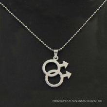 Pendentif à double symbole masculin à la mode, conception de bijoux de pendentif en acier pour hommes